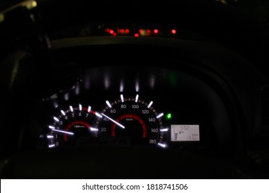 Car Spedometer In The Night