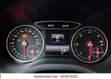 car speedometer and clock