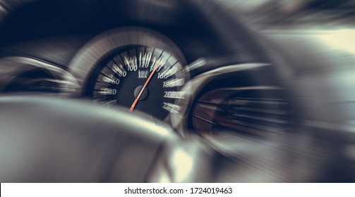 Car speedometer. High speed on a car speedometer and motion blur. - Shutterstock ID 1724019463