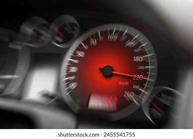 Car speedometer. High speed on a car speedometer and motion blur. - Powered by Shutterstock