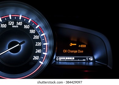 Car speedometer with information display - Oil Change Due Info - Shutterstock ID 384429097