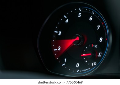 Car speedometer when accelerating. Pedal to metal.