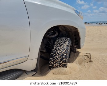 Car Stuck In The Sand . 