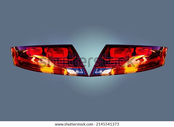 Car tail light led\
sensor system separate technology in the background shadow\
reflection cut out\
clipingpart