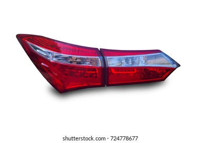 Car Tail Lights Separate From White Background.