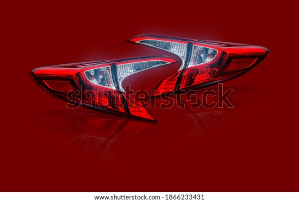 Car taillight, led light system technology\
isolated on white\
background.