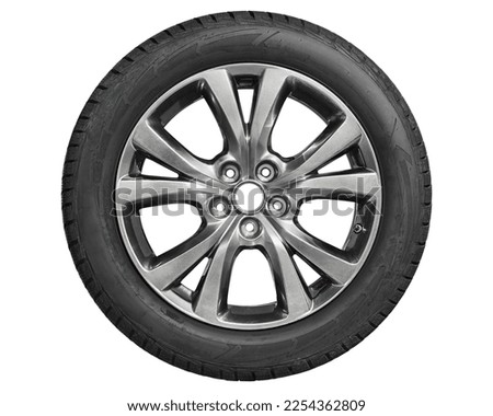 Car tire with alurim on free On isolated transparent PNG background.