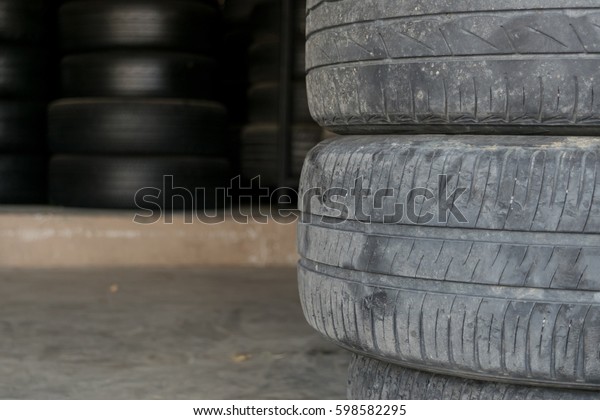 Car tire change\
Tires that are out of use. 