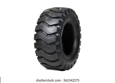 Car Tire Isolated On White Background. Truck Tire Isolated. Dump Tire Isolated.