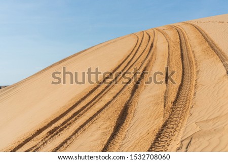 Car tire marks in the sand. car tracks. desert. more sand