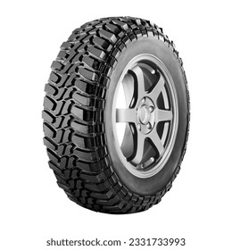 car tire , offroad tire and wheel isolated on white background.