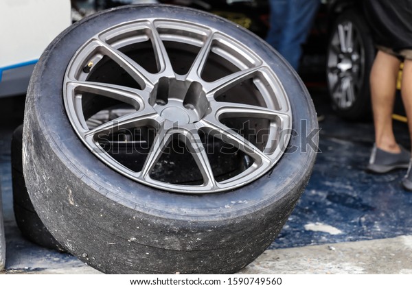 Car tires in\
automobile store. Maintenance\
car.