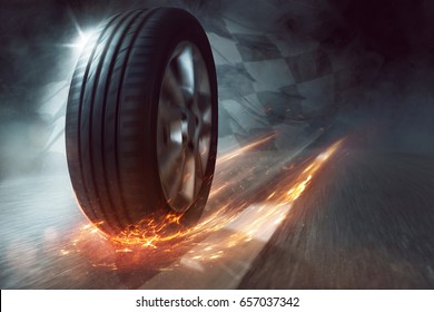 Car Tires Driving On A Road