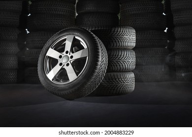 Car Tires With A Great Profile In The Car Repair Shop