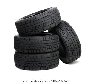 Car Tires Isolated On White Background.