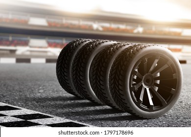 Car Tires On Race Track