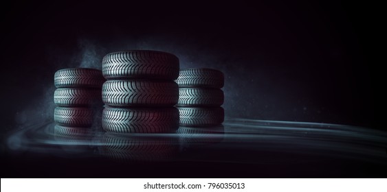 car tires pile - Shutterstock ID 796035013