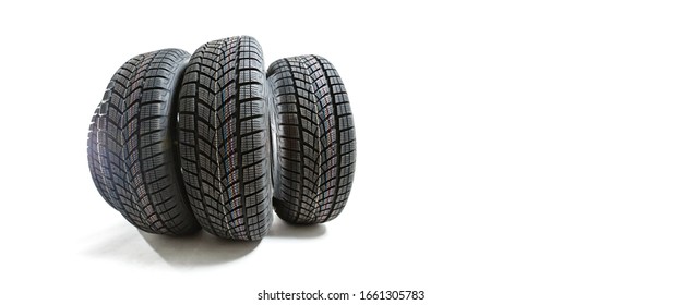 Car Tires Pile On Background.