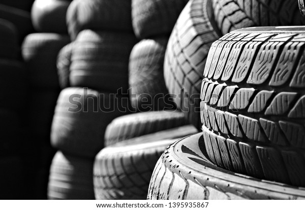 car tires in a storage\
warehouse