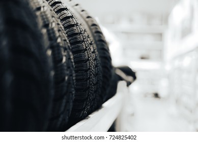 Car Tires At Warehouse In Tire Store