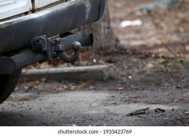 Car Tow Bar On The Background Of Asphalt