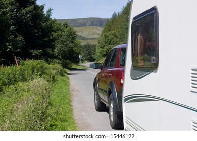 Car Towing Caravan.