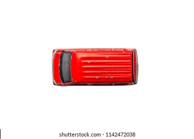 Car Toy Diecast On The White Background , Top View(clipping Path)