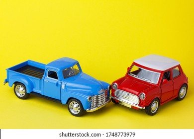 Car toys collision accident on yellow background with copyspace. Car insurance concept  - Shutterstock ID 1748773979