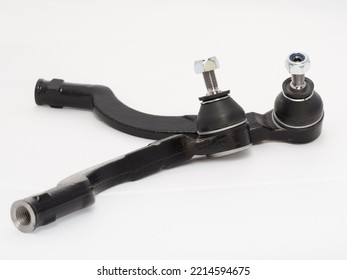 Car track rod end steering joint isolated against a white background. Spare part - Shutterstock ID 2214594675