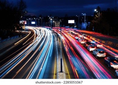 Car traffic light at night city highway. - Powered by Shutterstock