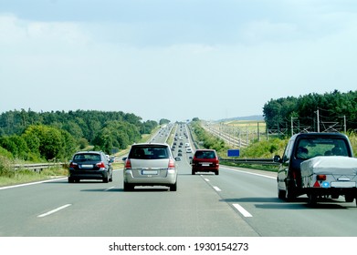 Car Traffic On The Autobahn In Southern Germany