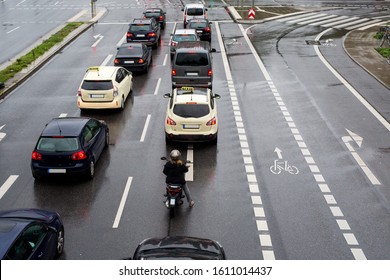 Car Traffic On The Road Of A European City