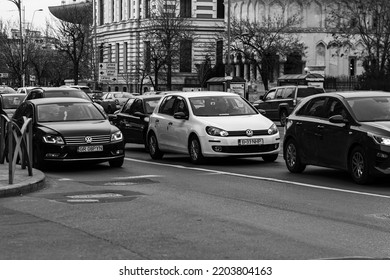 Car Traffic, Pollution, Traffic Jam In Bucharest, Romania, 2022