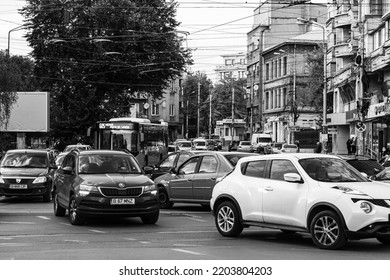 Car Traffic, Pollution, Traffic Jam In Bucharest, Romania, 2022