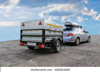 car with trailer road sky horizon