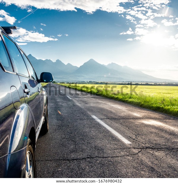 Car Traveling Mountain Road Stock Photo 1676980432 | Shutterstock