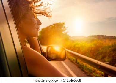 Car Travelling Adventure Female Out Of Window