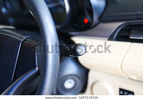 Car turn signal\
lever.