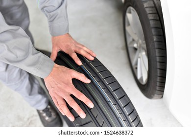 Car Tyre Change In A Workshop 