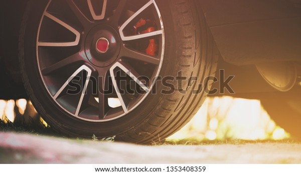 Car tyre\
isolated. tire wheel. Sport car\
rims