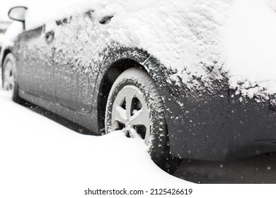 Car Under Snow On The Street At New York City