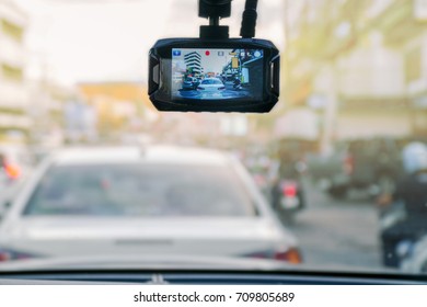 car video recorder on vehicle front - Shutterstock ID 709805689
