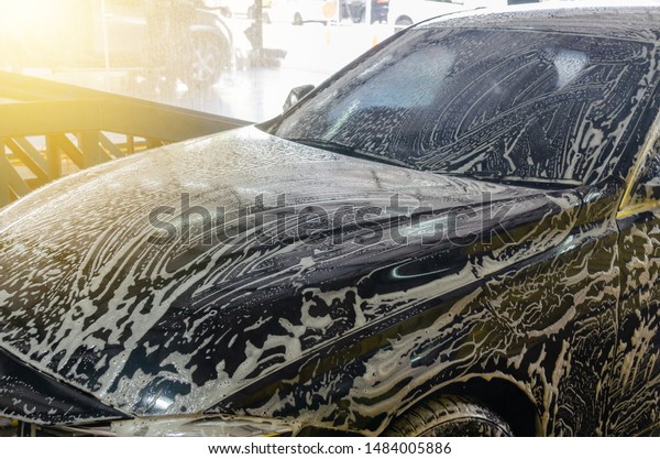 car wash with bubble
soap.