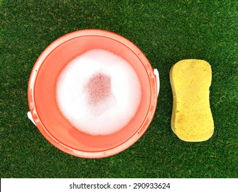 Car Wash Cleaning Equipment On Artificial Grass