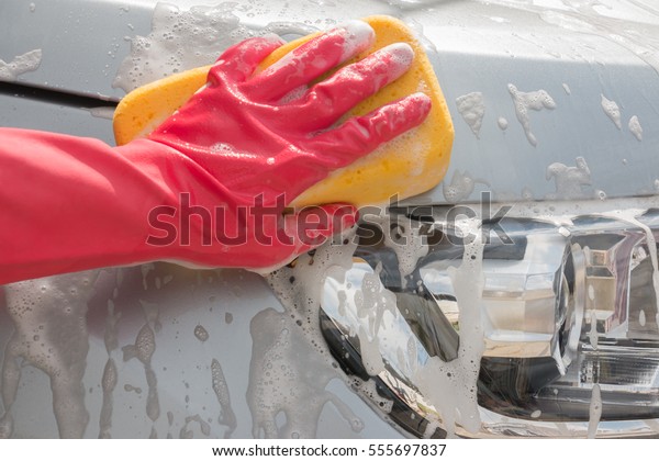 Car wash
shampoo, car wash clean with a
sponge