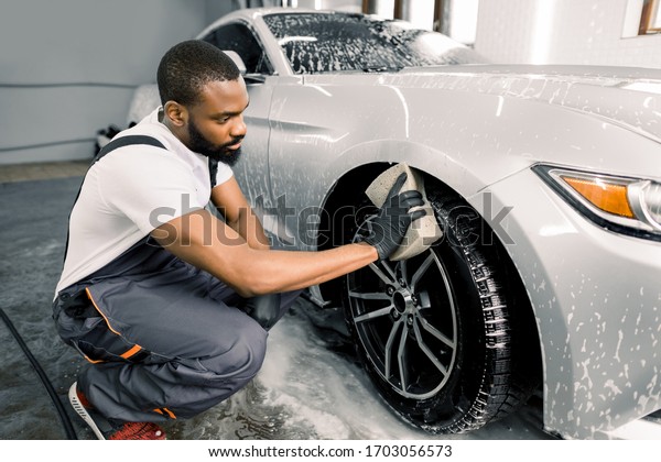 Car Washing Detailing Photo African Man Stock Photo Edit Now