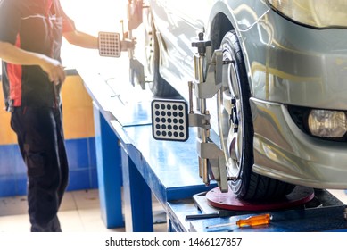 Car Wheel Alignment In Tire Garage Service 