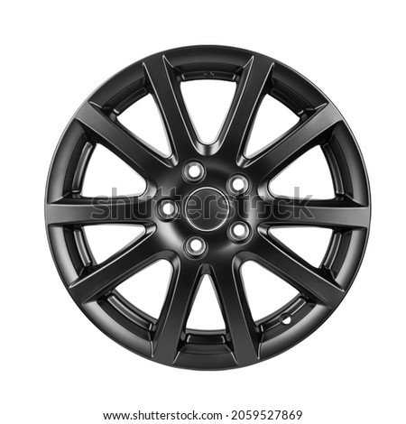 Car Wheel discs. Car wheel Rim black color matt isolated on white background. File contains clipping path.