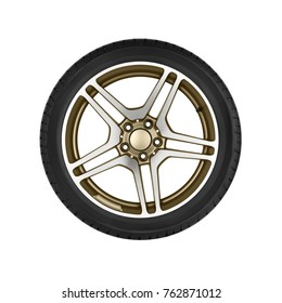Car wheel on white  - Shutterstock ID 762871012
