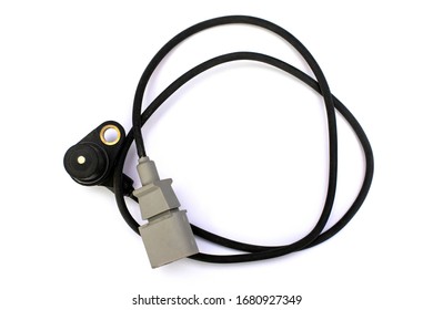 Car Wheel Speed Sensor Isolated On While Background. Spare Parts.